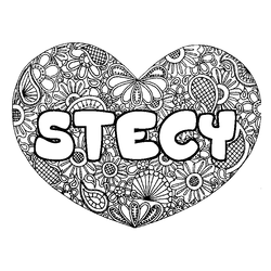Coloraci&oacute;n del nombre STECY - decorado mandala de coraz&oacute;n