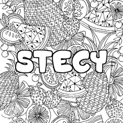 Coloraci&oacute;n del nombre STECY - decorado mandala de frutas