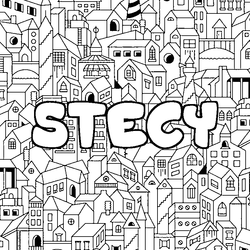 Coloraci&oacute;n del nombre STECY - decorado ciudad