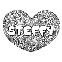 Coloraci&oacute;n del nombre STEFFY - decorado mandala de coraz&oacute;n