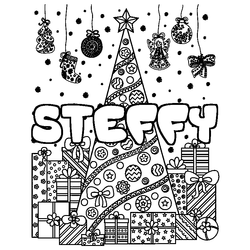 Coloraci&oacute;n del nombre STEFFY - decorado &aacute;rbol de Navidad y regalos