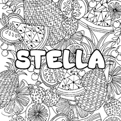 Coloraci&oacute;n del nombre STELLA - decorado mandala de frutas