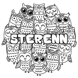 Coloraci&oacute;n del nombre STERENN - decorado b&uacute;hos