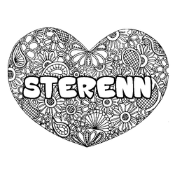 Coloraci&oacute;n del nombre STERENN - decorado mandala de coraz&oacute;n