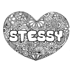 Coloraci&oacute;n del nombre STESSY - decorado mandala de coraz&oacute;n