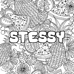Coloraci&oacute;n del nombre STESSY - decorado mandala de frutas