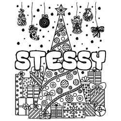 Coloraci&oacute;n del nombre STESSY - decorado &aacute;rbol de Navidad y regalos