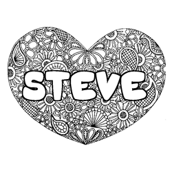 Coloraci&oacute;n del nombre STEVE - decorado mandala de coraz&oacute;n