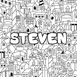 Coloraci&oacute;n del nombre STEVEN - decorado ciudad