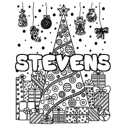 Coloraci&oacute;n del nombre STEVENS - decorado &aacute;rbol de Navidad y regalos