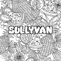 Coloraci&oacute;n del nombre SULLYVAN - decorado mandala de frutas