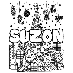 Coloraci&oacute;n del nombre SUZON - decorado &aacute;rbol de Navidad y regalos