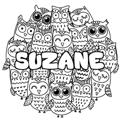 Coloraci&oacute;n del nombre SUZANE - decorado b&uacute;hos