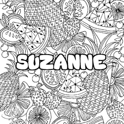 Coloraci&oacute;n del nombre SUZANNE - decorado mandala de frutas