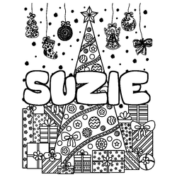 Coloraci&oacute;n del nombre SUZIE - decorado &aacute;rbol de Navidad y regalos