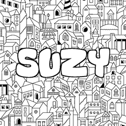 Coloraci&oacute;n del nombre SUZY - decorado ciudad