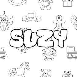 Coloraci&oacute;n del nombre SUZY - decorado juguetes