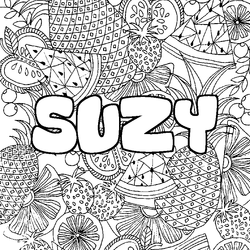 Coloraci&oacute;n del nombre SUZY - decorado mandala de frutas