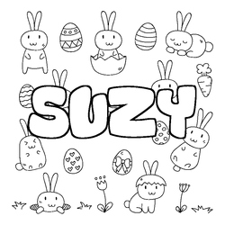 Coloraci&oacute;n del nombre SUZY - decorado Pascua