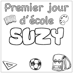 Coloraci&oacute;n del nombre SUZY - decorado primer d&iacute;a de escuela