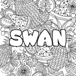 Coloraci&oacute;n del nombre SWAN - decorado mandala de frutas