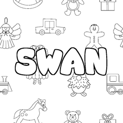Coloraci&oacute;n del nombre SWAN - decorado juguetes