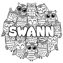 Coloraci&oacute;n del nombre SWANN - decorado b&uacute;hos