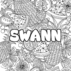 Coloraci&oacute;n del nombre SWANN - decorado mandala de frutas