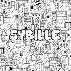 Coloraci&oacute;n del nombre SYBILLE - decorado ciudad