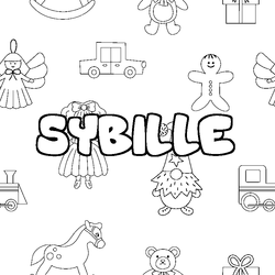 Coloraci&oacute;n del nombre SYBILLE - decorado juguetes