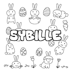 Coloraci&oacute;n del nombre SYBILLE - decorado Pascua
