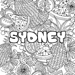 Coloraci&oacute;n del nombre SYDNEY - decorado mandala de frutas
