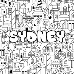 Coloraci&oacute;n del nombre SYDNEY - decorado ciudad