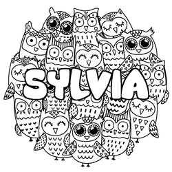 Coloraci&oacute;n del nombre SYLVIA - decorado b&uacute;hos