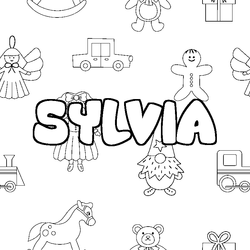 Coloraci&oacute;n del nombre SYLVIA - decorado juguetes