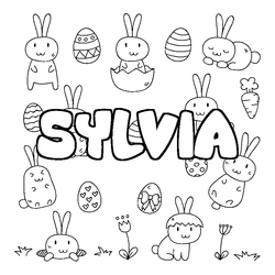Coloraci&oacute;n del nombre SYLVIA - decorado Pascua