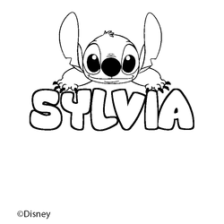 Coloraci&oacute;n del nombre SYLVIA - decorado Stitch