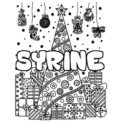 Coloraci&oacute;n del nombre SYRINE - decorado &aacute;rbol de Navidad y regalos
