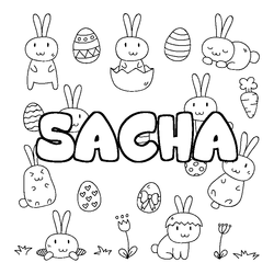Coloraci&oacute;n del nombre SACHA - decorado Pascua