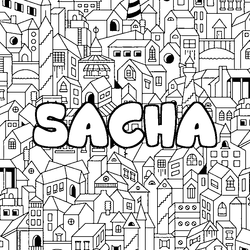 Coloraci&oacute;n del nombre SACHA - decorado ciudad