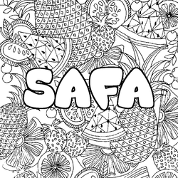 Coloraci&oacute;n del nombre SAFA - decorado mandala de frutas