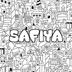 Coloraci&oacute;n del nombre SAFIYA - decorado ciudad