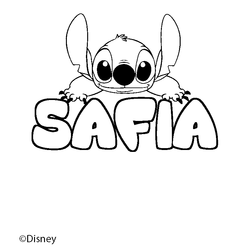 Coloraci&oacute;n del nombre SAFIA - decorado Stitch