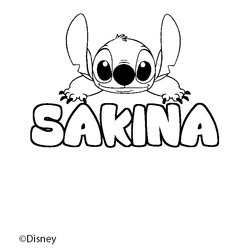 Coloraci&oacute;n del nombre SAKINA - decorado Stitch