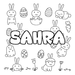 Coloraci&oacute;n del nombre SAHRA - decorado Pascua