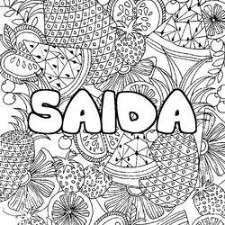Coloraci&oacute;n del nombre SAIDA - decorado mandala de frutas