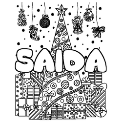 Coloraci&oacute;n del nombre SAIDA - decorado &aacute;rbol de Navidad y regalos
