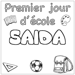 Coloraci&oacute;n del nombre SAIDA - decorado primer d&iacute;a de escuela