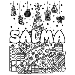 Coloraci&oacute;n del nombre SALMA - decorado &aacute;rbol de Navidad y regalos