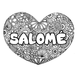 Coloraci&oacute;n del nombre SALOM&Eacute; - decorado mandala de coraz&oacute;n